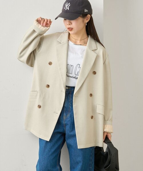 CIAOPANIC TYPY（チャオパニックティピー）の「袖折り返しオーバーサイズテーラージャケット（テーラードジャケット・レディース・イエロー/グレー/アイボリー・ONE SIZE）」の9枚目の写真