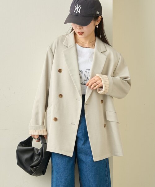 CIAOPANIC TYPY（チャオパニックティピー）の「袖折り返しオーバーサイズテーラージャケット（テーラードジャケット・レディース・イエロー/グレー/アイボリー・ONE SIZE）」の10枚目の写真