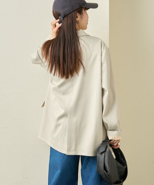 CIAOPANIC TYPY（チャオパニックティピー）の「袖折り返しオーバーサイズテーラージャケット（テーラードジャケット・レディース・イエロー/グレー/アイボリー・ONE SIZE）」の11枚目の写真