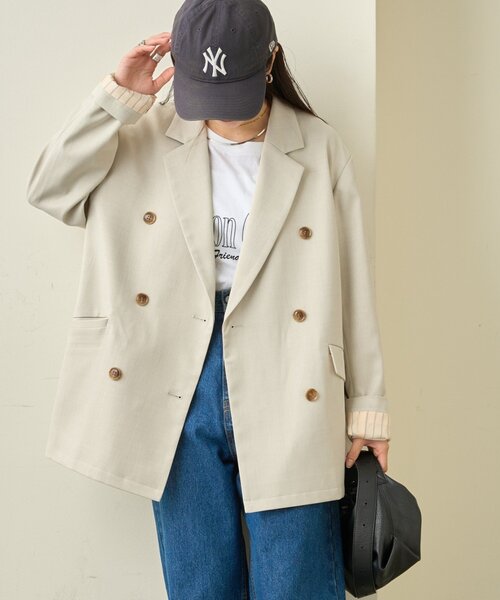 CIAOPANIC TYPY（チャオパニックティピー）の「袖折り返しオーバーサイズテーラージャケット（テーラードジャケット・レディース・イエロー/グレー/アイボリー・ONE SIZE）」の12枚目の写真