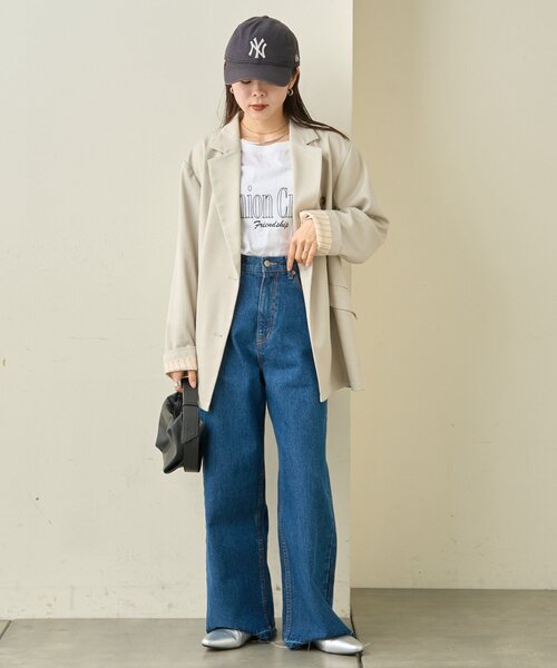 CIAOPANIC TYPY（チャオパニックティピー）の「袖折り返しオーバーサイズテーラージャケット（テーラードジャケット・レディース・イエロー/グレー/アイボリー・ONE SIZE）」の14枚目の写真