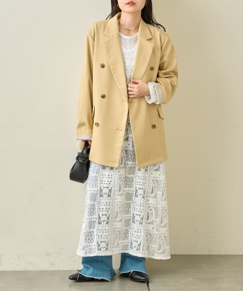 CIAOPANIC TYPY（チャオパニックティピー）の「袖折り返しオーバーサイズテーラージャケット（テーラードジャケット・レディース・アイボリー/グレー/イエロー・ONE SIZE）」の22枚目の写真