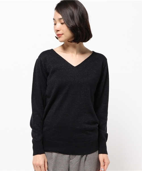 Discoat Parisien（ディスコートパリシアン）の「ラメVネックプルオーバー（ニット/セーター・レディース・ロイヤルブルー/ネイビー/アイボリー/モカ・LARGE/SMALL/MEDIUM）」の5枚目の写真