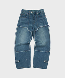 CUT OFF DOUBLE KNEE JEANS BLUE (VH2DFUD101A)