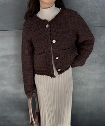 Ameri（アメリ）の「＜ ZOZOTOWN限定 ＞ SQUARE TWEED KNIT JACKET（ニット/セーター）」