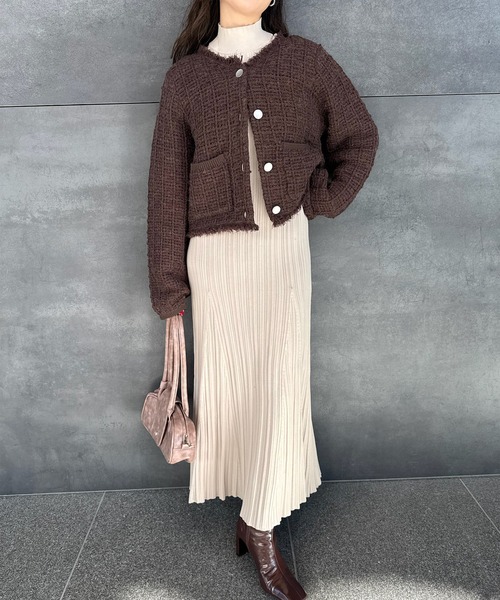 Ameri（アメリ）の「＜ ZOZOTOWN限定 ＞ SQUARE TWEED KNIT JACKET