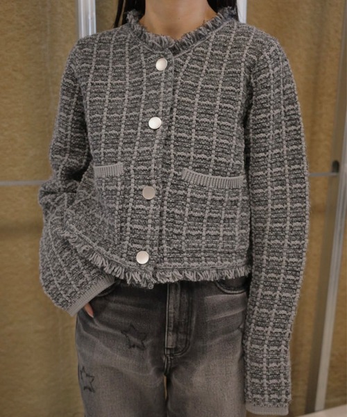 Ameri（アメリ）の「＜ ZOZOTOWN限定 ＞ SQUARE TWEED KNIT JACKET