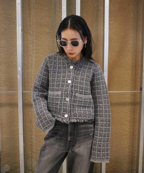 Ameri（アメリ）の「＜ ZOZOTOWN限定 ＞ SQUARE TWEED KNIT JACKET