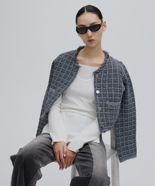 ZOZOTOWN限定 ＞ SQUARE TWEED KNIT JACKET（ニット/セーター）｜Ameri