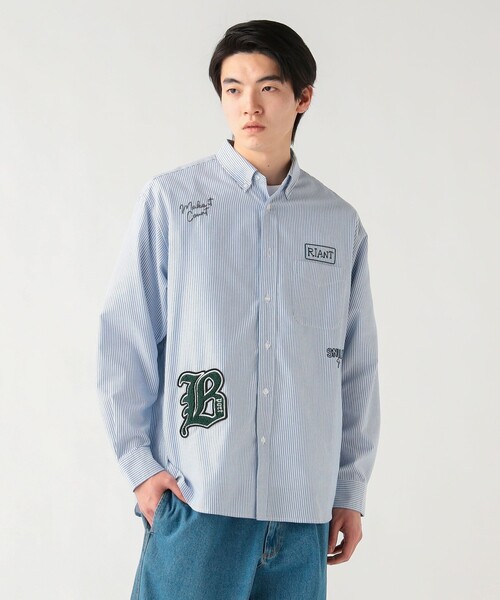 BEAMS HEART(ビームスハート)の「【6/18値下げ】レタードワッペン オックス ロングスリーブ シャツ(ユニセックス)(シャツ/ブラウス・メンズ・ネイビー/ブラック・SMALL/LARGE/MEDIUM)」の2枚目の写真