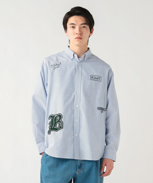 BEAMS HEART(ビームスハート)の「【6/18値下げ】レタードワッペン オックス ロングスリーブ シャツ(ユニセックス)(シャツ/ブラウス・メンズ・ネイビー/ブラック・SMALL/LARGE/MEDIUM)」の5枚目の写真