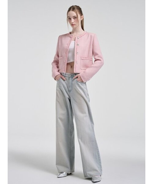 ETMON(エトモン)の「Fringe Detail Tweed Jacket, Pink(テーラードジャケット・レディース・その他・S/M)」の4枚目の写真
