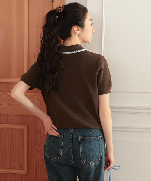 miette(ミエット)の「配色ステッチ涙あきポロニット(ニット/セーター・レディース・ブラウン/ベージュ/ブラック・M/S/L)」の20枚目の写真