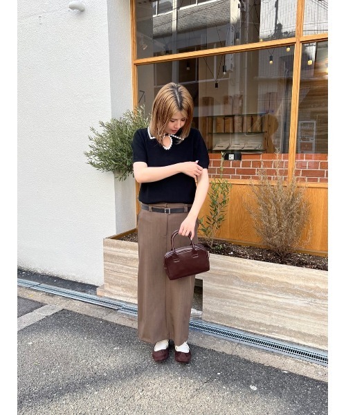 miette(ミエット)の「配色ステッチ涙あきポロニット(ニット/セーター・レディース・ブラウン/ベージュ/ブラック・M/S/L)」の8枚目の写真