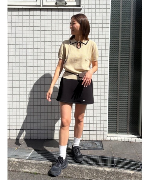 miette(ミエット)の「配色ステッチ涙あきポロニット(ニット/セーター・レディース・ブラウン/ベージュ/ブラック・M/S/L)」の9枚目の写真