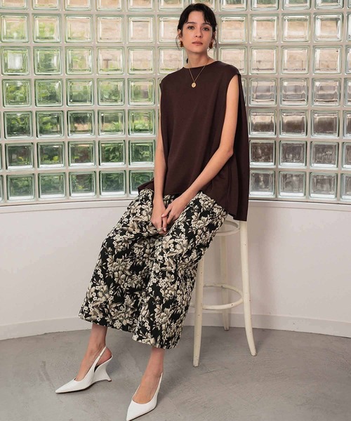 セール】【2026SS】フラワージャガード ガウチョパンツ ワイドパンツ