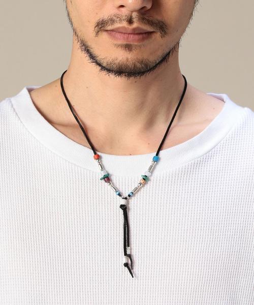 BEAUTY&YOUTH UNITED ARROWS(ビューティーアンドユースユナイテッドアローズ)の「BY ∴ ディアスキン メタルビーズ ネックレス◆(ネックレス・メンズ・ホワイト/ブラック・FREE)」の2枚目の写真