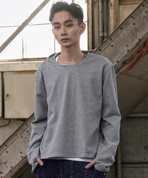 LANDNESS（ランドネス）の「【LANDNESS/ランドネス】COMPACT U-NECK FINGER HOLE L/S TEE/コンパクトUネックフィンガーホールロングスリーブTEE（Tシャツ/カットソー・メンズ・グレー/ホワイト/ブラック・L/M/S）」の3枚目の写真