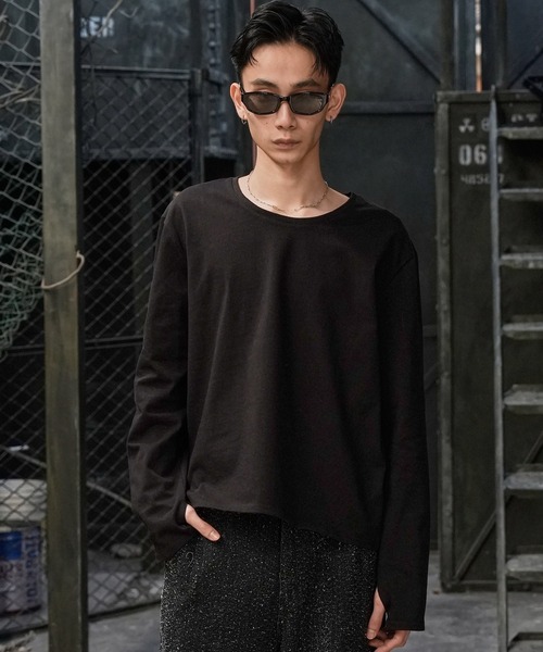 LANDNESS（ランドネス）の「【LANDNESS/ランドネス】COMPACT U-NECK FINGER HOLE L/S TEE/コンパクトUネックフィンガーホールロングスリーブTEE（Tシャツ/カットソー・メンズ・グレー/ホワイト/ブラック・L/M/S）」の12枚目の写真