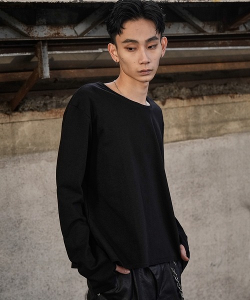 LANDNESS（ランドネス）の「【LANDNESS/ランドネス】COMPACT U-NECK FINGER HOLE L/S TEE/コンパクトUネックフィンガーホールロングスリーブTEE（Tシャツ/カットソー・メンズ・グレー/ホワイト/ブラック・L/M/S）」の7枚目の写真