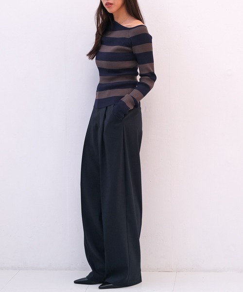 AKTE（アクテ）の「ワンショルダーニットプルオーバー（ニット/セーター・レディース・ネイビー系/ブラック・FREE）」の11枚目の写真