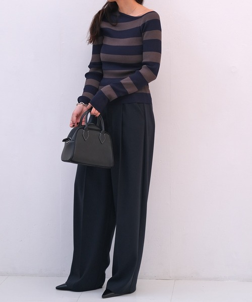 AKTE（アクテ）の「ワンショルダーニットプルオーバー（ニット/セーター・レディース・ネイビー系/ブラック・FREE）」の12枚目の写真