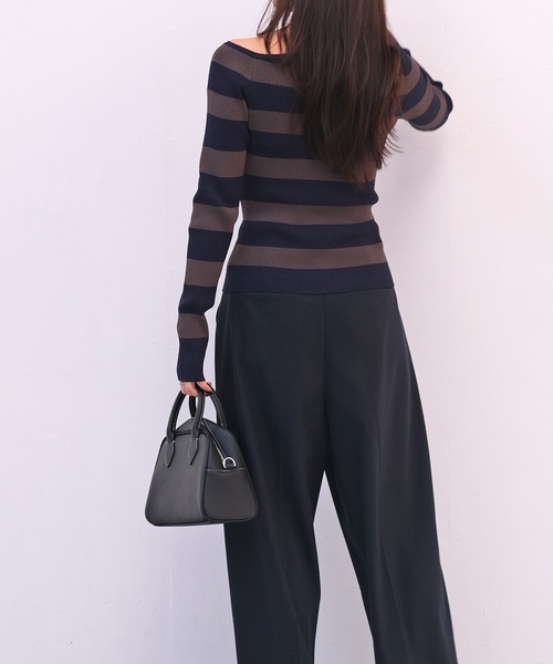 AKTE（アクテ）の「ワンショルダーニットプルオーバー（ニット/セーター・レディース・ネイビー系/ブラック・FREE）」の14枚目の写真