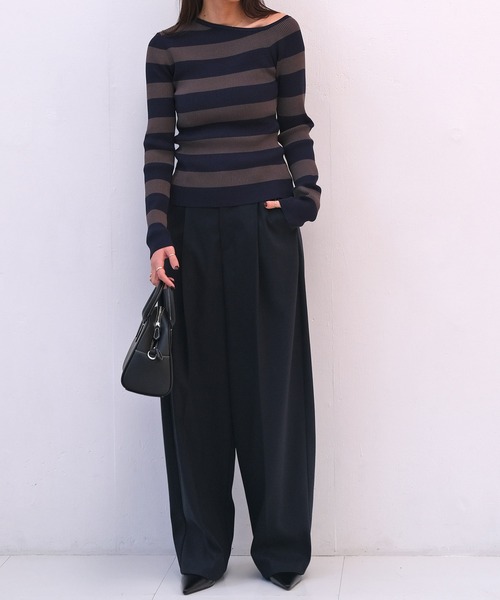 AKTE（アクテ）の「ワンショルダーニットプルオーバー（ニット/セーター・レディース・ネイビー系/ブラック・FREE）」の15枚目の写真