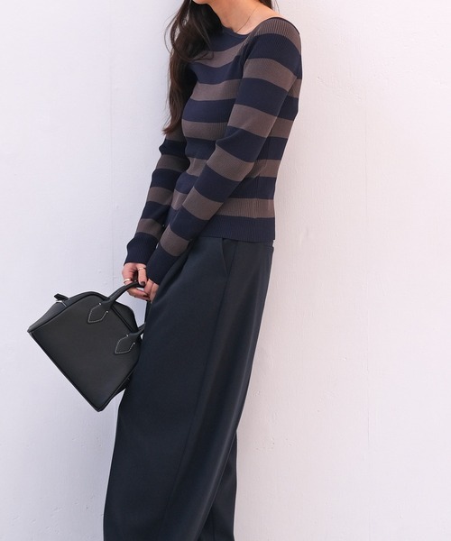 AKTE（アクテ）の「ワンショルダーニットプルオーバー（ニット/セーター・レディース・ネイビー系/ブラック・FREE）」の19枚目の写真