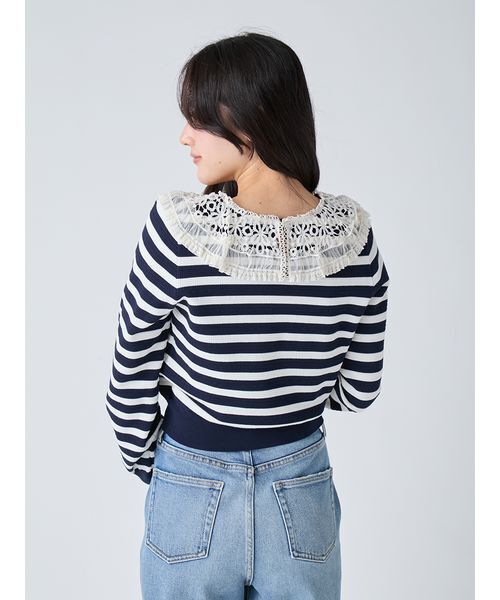 LILY BROWN(リリーブラウン)の「レースカラーニットトップス(ニット/セーター・レディース・オフホワイト/ブラック/その他・F)」の6枚目の写真