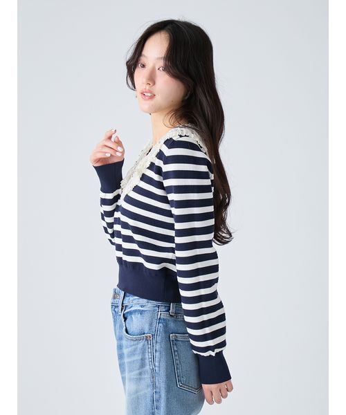 LILY BROWN(リリーブラウン)の「レースカラーニットトップス(ニット/セーター・レディース・オフホワイト/ブラック/その他・F)」の7枚目の写真