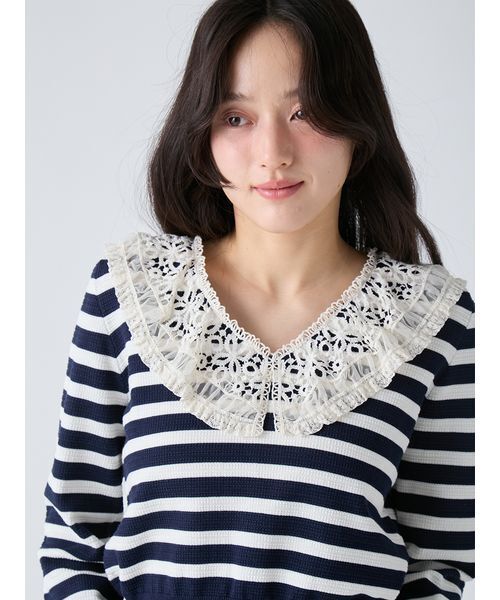 LILY BROWN(リリーブラウン)の「レースカラーニットトップス(ニット/セーター・レディース・オフホワイト/ブラック/その他・F)」の8枚目の写真