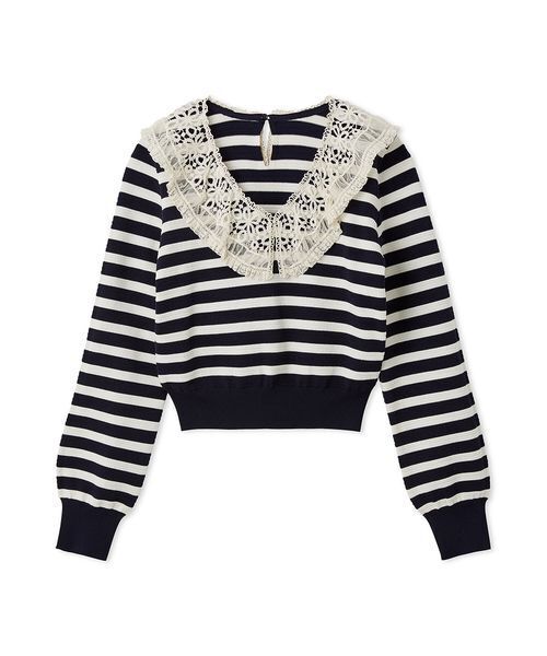 LILY BROWN(リリーブラウン)の「レースカラーニットトップス(ニット/セーター・レディース・オフホワイト/ブラック/その他・F)」の14枚目の写真