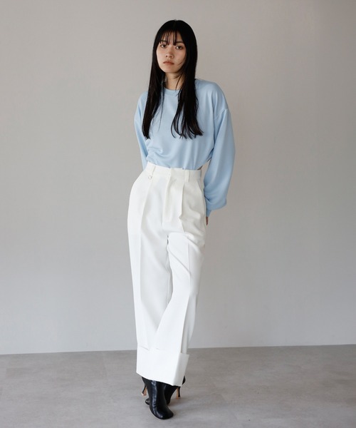 ENC（エンク）の「side line roll up pants with key ring / キーリング付きサイドラインロールアップパンツ（その他パンツ・レディース・ブラック/オフホワイト/カーキ系・FREE）」の16枚目の写真