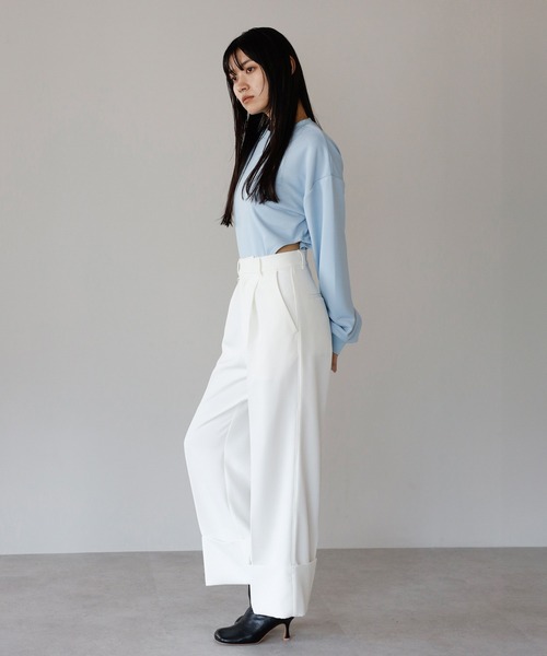 ENC（エンク）の「side line roll up pants with key ring / キーリング付きサイドラインロールアップパンツ（その他パンツ・レディース・ブラック/オフホワイト/カーキ系・FREE）」の19枚目の写真