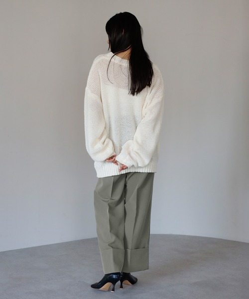 ENC（エンク）の「side line roll up pants with key ring / キーリング付きサイドラインロールアップパンツ（その他パンツ・レディース・ブラック/オフホワイト/カーキ系・FREE）」の4枚目の写真