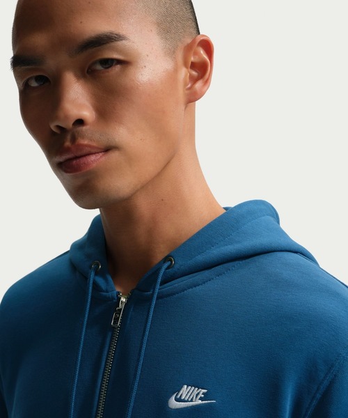 NIKE（ナイキ）の「ナイキ NIKE ナイキ クラブ FT L/S フルジップフーディ（スウェット・メンズ・ブルー・S/M/L/LL/3L）」の3枚目の写真
