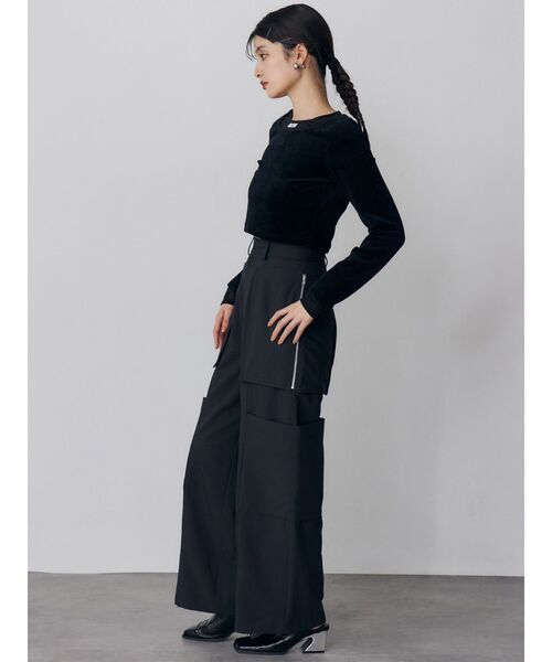 MURUA（ムルーア）の「シアードッキングベロアトップス（Tシャツ/カットソー・レディース・ブラック/アイボリー/グレー・FREE）」の7枚目の写真