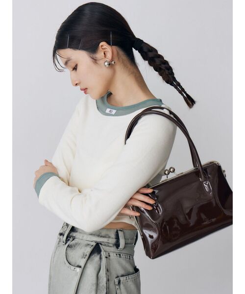 MURUA（ムルーア）の「シアードッキングベロアトップス（Tシャツ/カットソー・レディース・ブラック/アイボリー/グレー・FREE）」の16枚目の写真