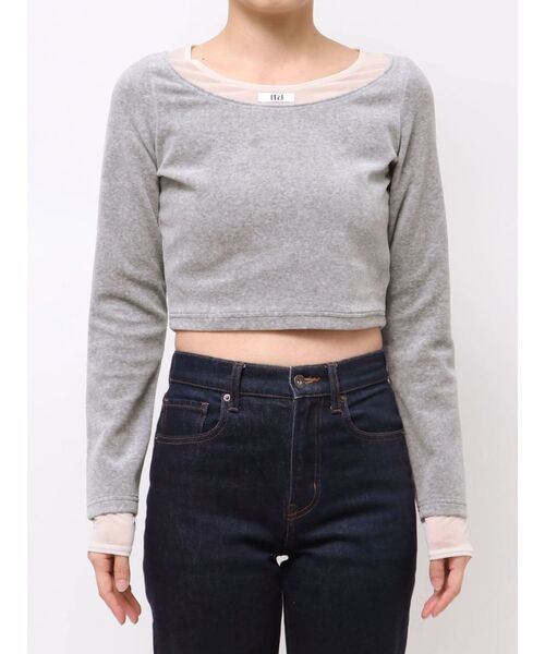 MURUA（ムルーア）の「シアードッキングベロアトップス（Tシャツ/カットソー・レディース・ブラック/アイボリー/グレー・FREE）」の20枚目の写真