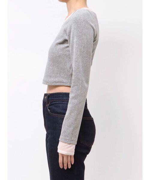 MURUA（ムルーア）の「シアードッキングベロアトップス（Tシャツ/カットソー・レディース・ブラック/アイボリー/グレー・FREE）」の21枚目の写真