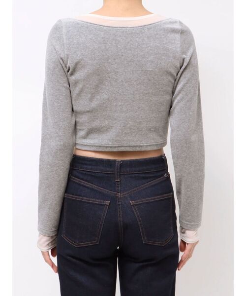 MURUA（ムルーア）の「シアードッキングベロアトップス（Tシャツ/カットソー・レディース・ブラック/アイボリー/グレー・FREE）」の22枚目の写真