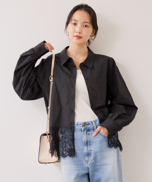 VIS（ビス）の「裾レースドッキングシャツ（シャツ/ブラウス・レディース・オフホワイト/ブラック・FREE）」の11枚目の写真