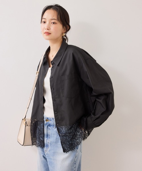 VIS（ビス）の「裾レースドッキングシャツ（シャツ/ブラウス・レディース・オフホワイト/ブラック・FREE）」の12枚目の写真