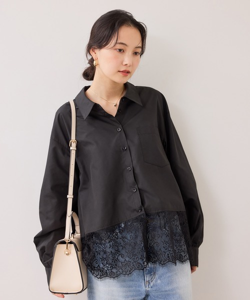 VIS（ビス）の「裾レースドッキングシャツ（シャツ/ブラウス・レディース・オフホワイト/ブラック・FREE）」の13枚目の写真