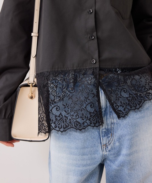 VIS（ビス）の「裾レースドッキングシャツ（シャツ/ブラウス・レディース・オフホワイト/ブラック・FREE）」の14枚目の写真