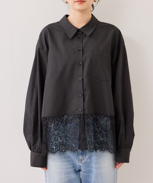 VIS（ビス）の「裾レースドッキングシャツ（シャツ/ブラウス・レディース・オフホワイト/ブラック・FREE）」の17枚目の写真