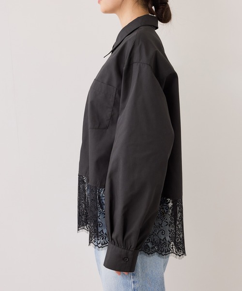 VIS（ビス）の「裾レースドッキングシャツ（シャツ/ブラウス・レディース・オフホワイト/ブラック・FREE）」の18枚目の写真