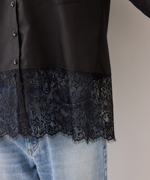 VIS（ビス）の「裾レースドッキングシャツ（シャツ/ブラウス・レディース・オフホワイト/ブラック・FREE）」の22枚目の写真