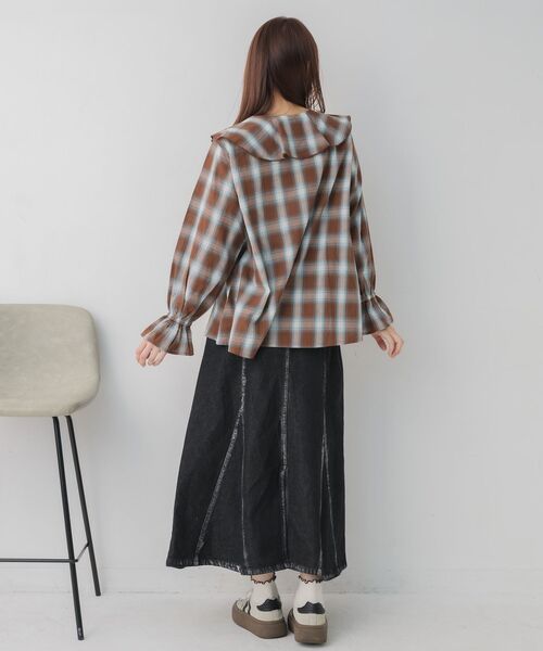 RETRO GIRL(レトロガール)の「BIGフリルカラーBL(シャツ/ブラウス・レディース・ブラック系その他2/ブラウン系その他2/ホワイト・FREE)」の5枚目の写真